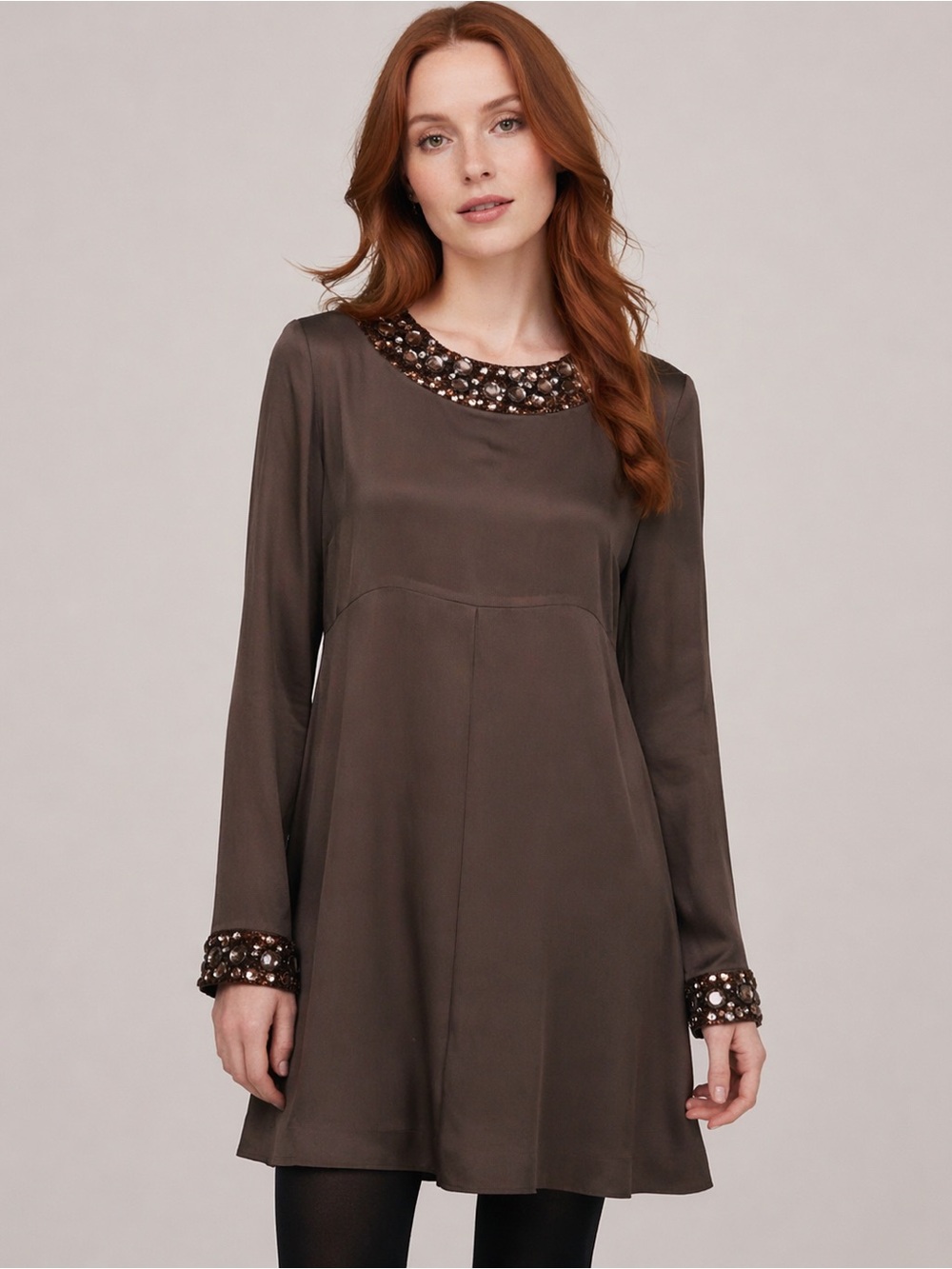Alice + Olivia Silk Jewel Accent Dress